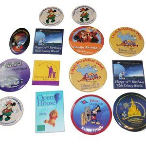 Disney World Resort Buttons Pins Lot Breakfast Minnie Aladdin Cruise Collectible